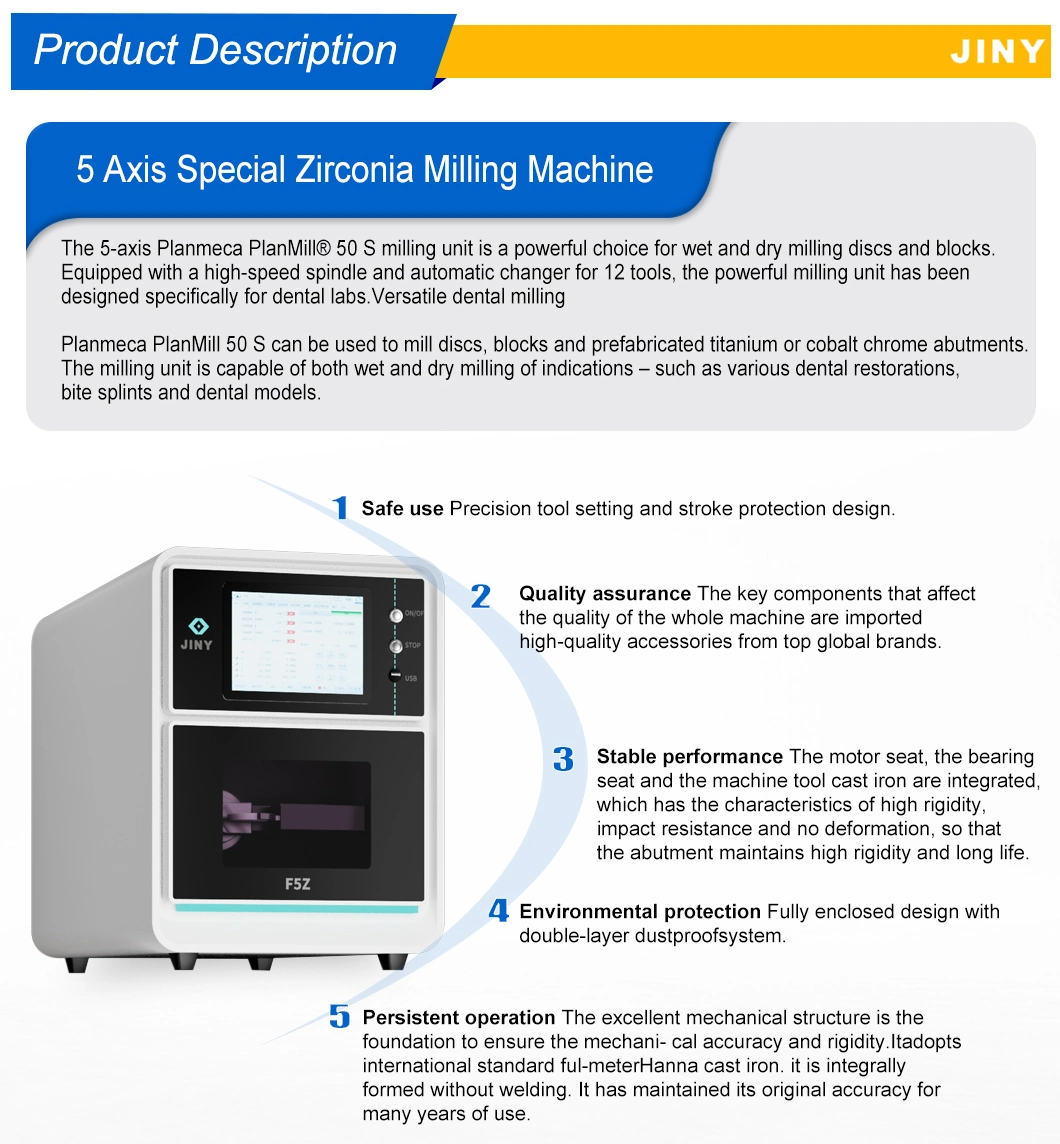 Dental Equipment Chairside 5 Axis Wax/Zirconia/Peek Dental Desktop Milling Machine for Dental Lab