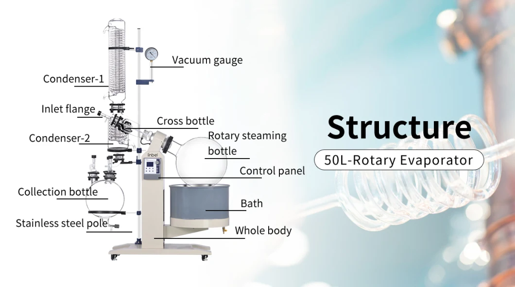 50L Rotary Evaporator with Vertical Condenser Best Vacuum Rotary Evaporator