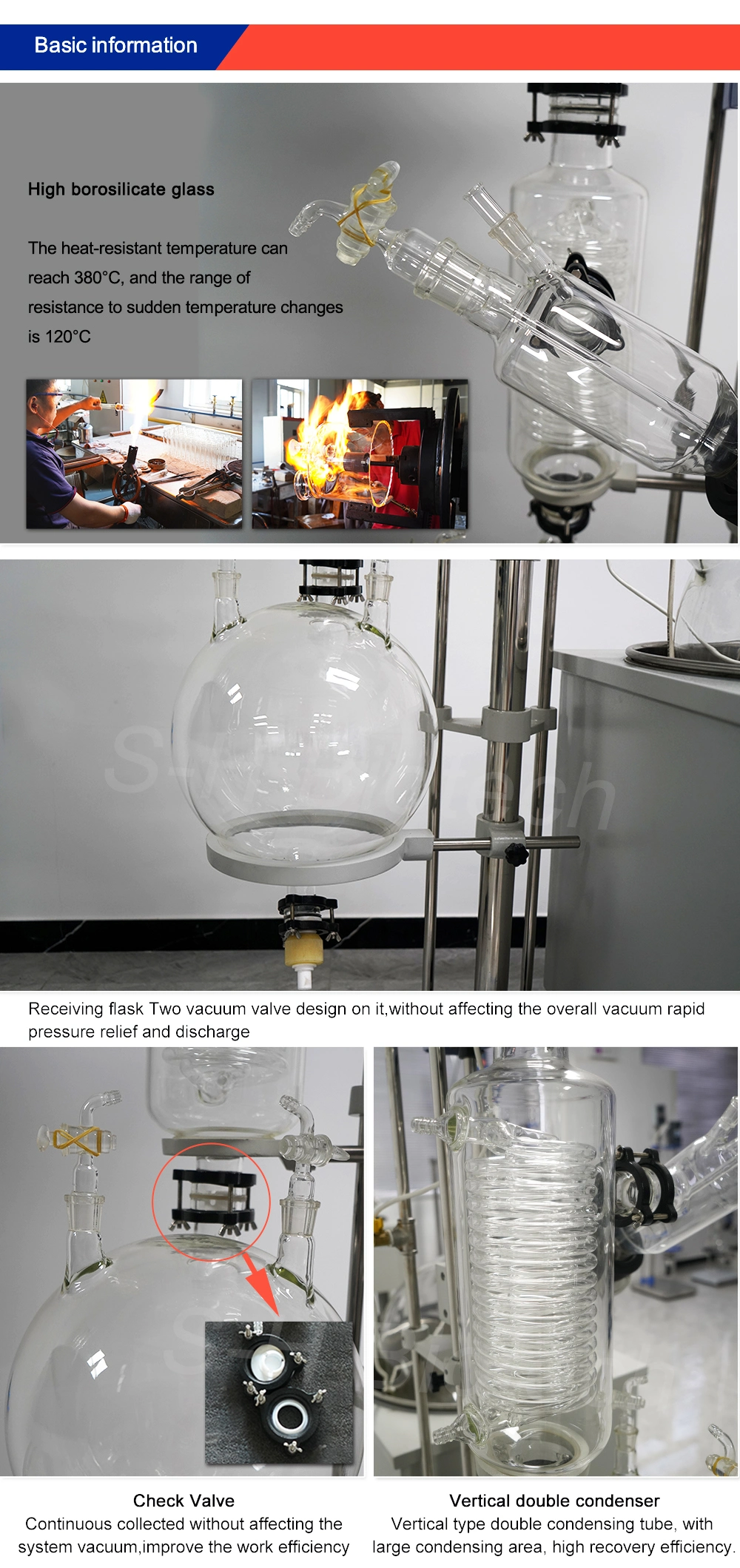 Vertical High Efficiency Integrated Condenser 50L Rotary Vacuum Evaporator